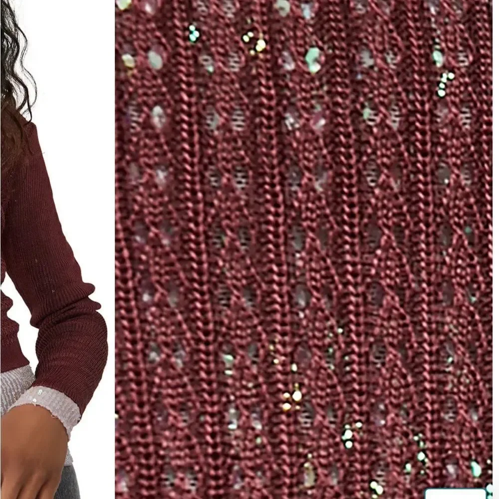 Free People H20 Crewneck Sweater in Raw Garnet BNWT